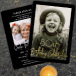 ANY Birthday Party 2 Photo Chic Black and Real<br><div class="desc">Invite family and friends to a stylish birthday celebration with modern custom photo black, white and gold party invitations. Pictures and all wording on this template are simple to customize. (IMAGE PLACEMENT TIP: An easy way to centre a photo exactly how you want is to crop it before uploading to...</div>