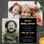ANY Birthday Party 2 Photo Elegant Black and Gold<br><div class="desc">Invite family and friends to a stylish birthday celebration with elegant custom photo black, white and gold party invitations. Pictures and all wording on this template are simple to customize. (IMAGE PLACEMENT TIP: An easy way to centre a photo exactly how you want is to crop it before uploading to...</div>