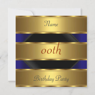 Any birthday Party Gold Black 3 Invitation