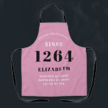 Any Birthday Pink And Black Lady's Apron<br><div class="desc">A personalized classic pink apron design for that birthday celebration for somebody born in any year. Add the name and year to this vintage retro style pink, white and black design for a custom birthday gift. Easily edit the name and year with the template provided. A wonderful custom birthday gift....</div>