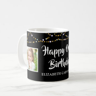 Any Birthday Then and Now Photos Personalized Coffee Mug