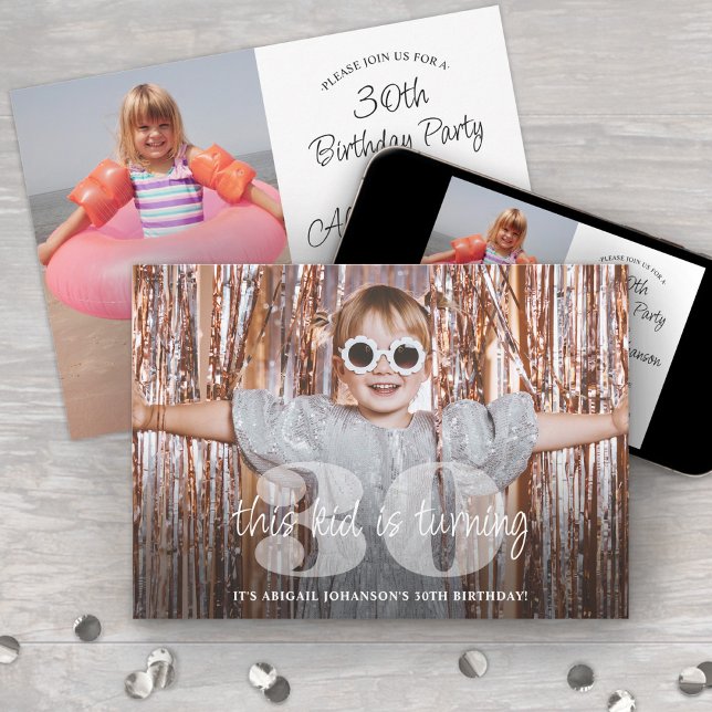 ANY Birthday "This Kid" Modern Script 2 Photo Invitation (Creator Uploaded)