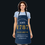 Any Birthday Year Blue Gold BBQ Cook Apron<br><div class="desc">Any Birthday Any Year Blue Gold apron.</div>