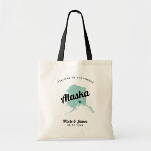 Any Color Alaska Map Wedding Welcome Bag, Tote Bag