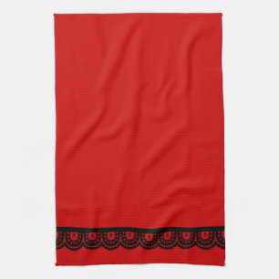 ANY COLOR! Black Skull Lace Tea Towel