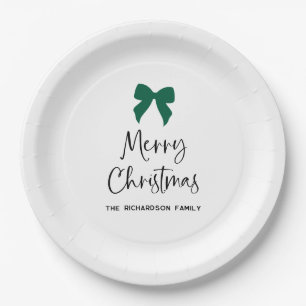 Any Color Bow   Chic Coquette Merry Christmas Paper Plate