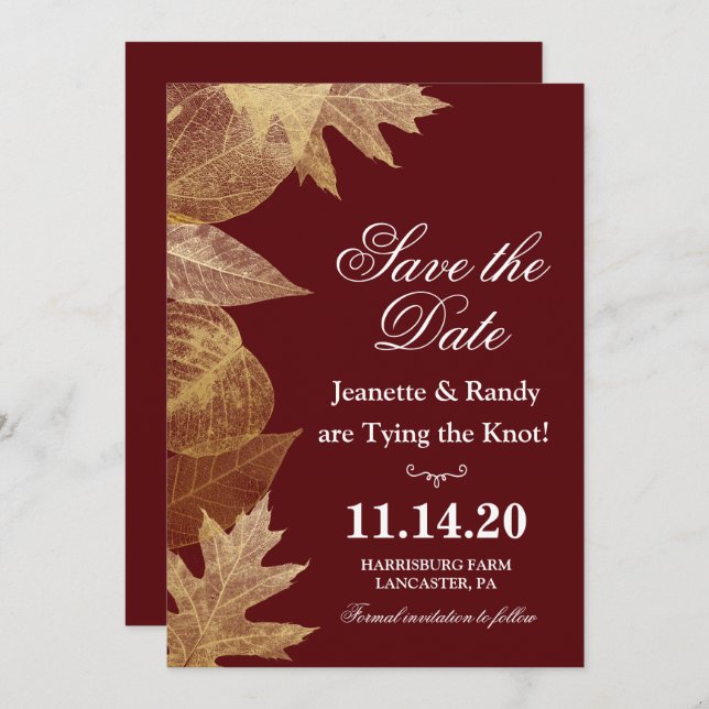 ANY COLOR - Fall Wedding Save the Date Invitation (Front/Back)