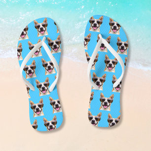 Any Color Funny Personalized Dog Photo Flip Flops