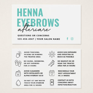 Any Color Henna Brows Brows Tint Aftercare Card