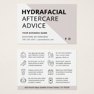 Any Color HydraFacial Aftercare Instructions Card