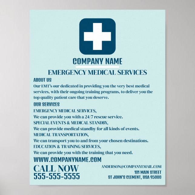 Any Color Medical Symbol, EMT, Paramedic Poster (Front)