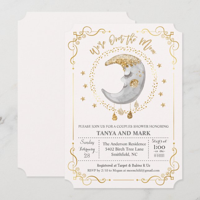 ANY COLOR - Over the Moon Baby Shower Invitation (Front/Back)