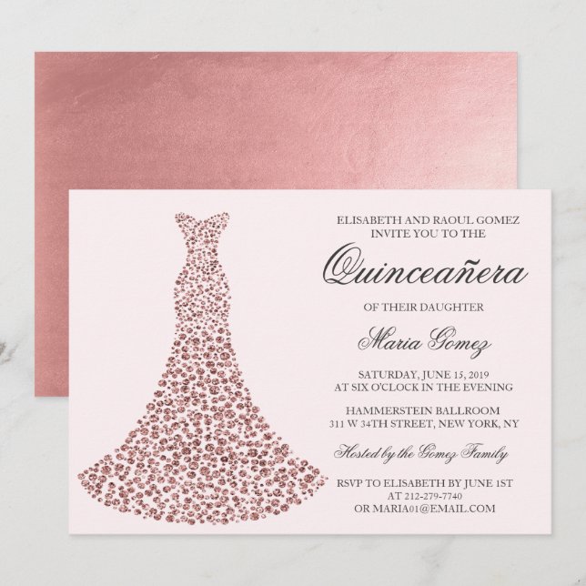 ANY COLOR - Quinceanera Birthday Invitation (Front/Back)