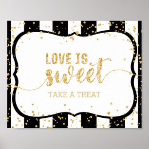 Any Color Stripes & Gold Confetti Love is Sweet Poster