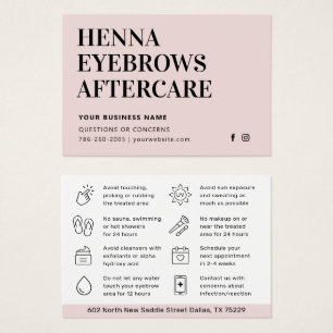 Any Color Tint Henna Brows Aftercare Card Advice