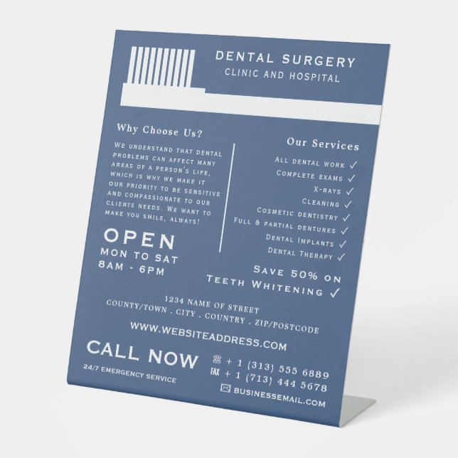 Any Color Toothbrush, Dentistry, Dentist Advert Pedestal Sign (Front)