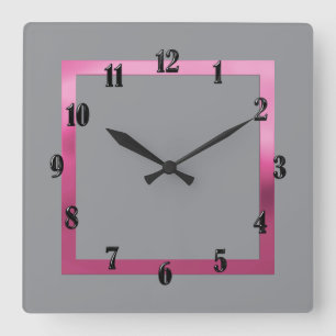 Any Color with Pink Border Square Wall Clock