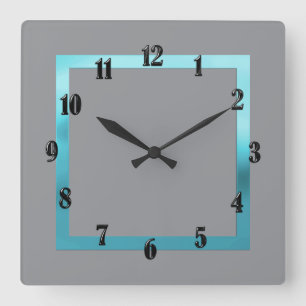 Any Color with Turquoise Border Square Wall Clock