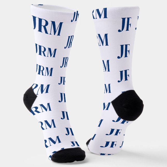 Any Colour - 3 Letter Monogram Pattern Socks (Angled)