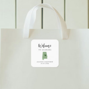 Any Colour Alabama Wedding Welcome Bag or Box Square Sticker