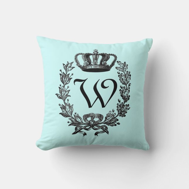 Any Colour Background  - Monogram Throw Pillow (Front)
