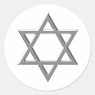 Any Colour Background Silver Star of David Classic Round Sticker