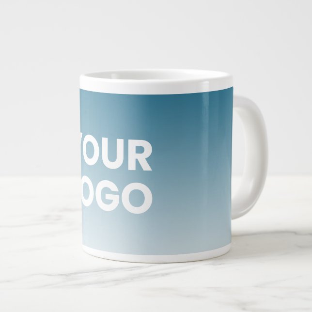 Any Colour Background | White Gradient & Your Logo Large Coffee Mug (Front Right)