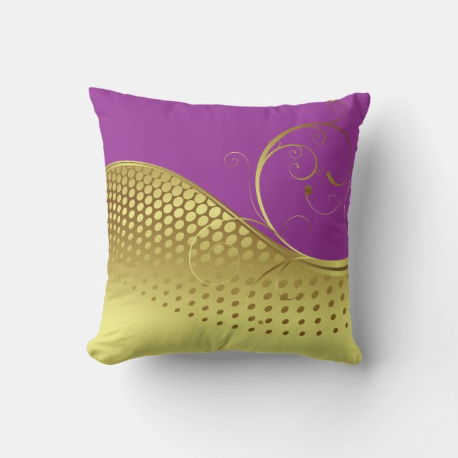 Any Colour Background with Gold Design Throw Pillow (Front)
