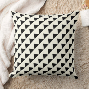 Any Colour Black & Off White Triangle Geometric Throw Pillow