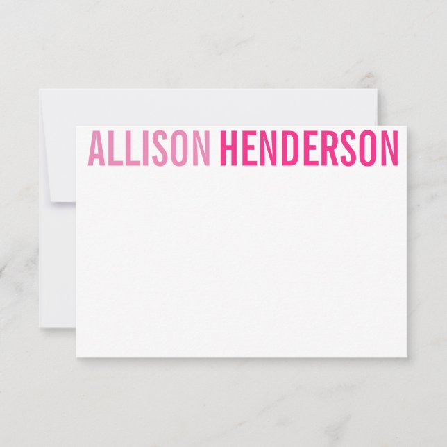 Any Colour - Block Letters Personalized Note Cards (Front)