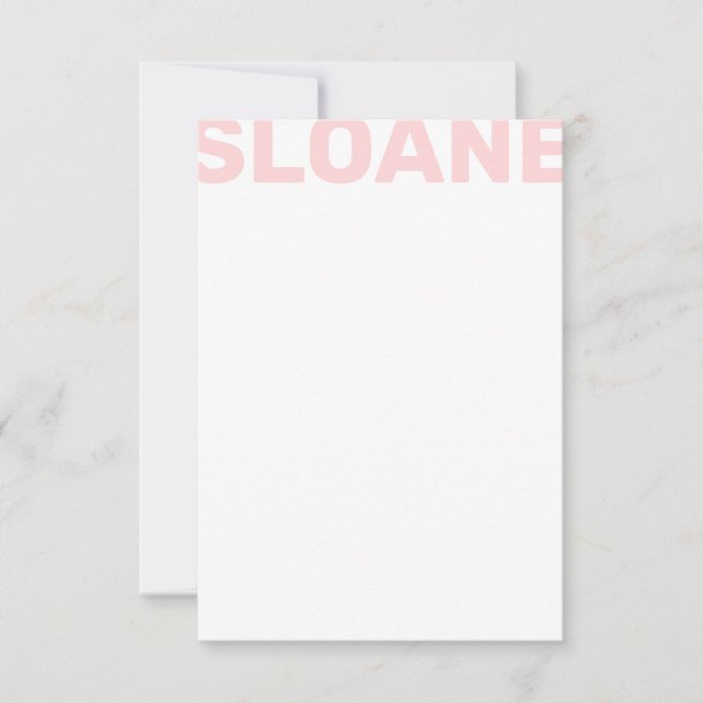 Any Colour Block Name Personalized Note Card (Front)