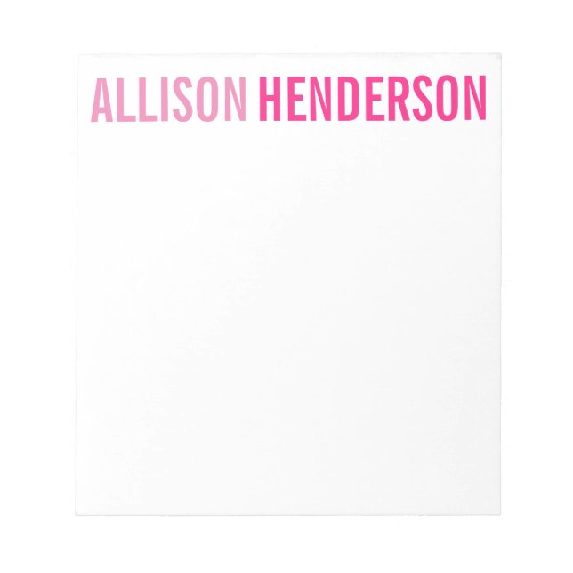 Any Colour - Block Name Personalized Notepad (Front)