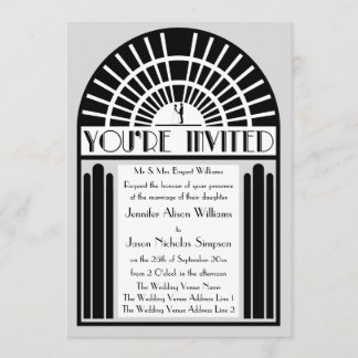 Any Colour Bold Art Deco Style Wedding Invitations