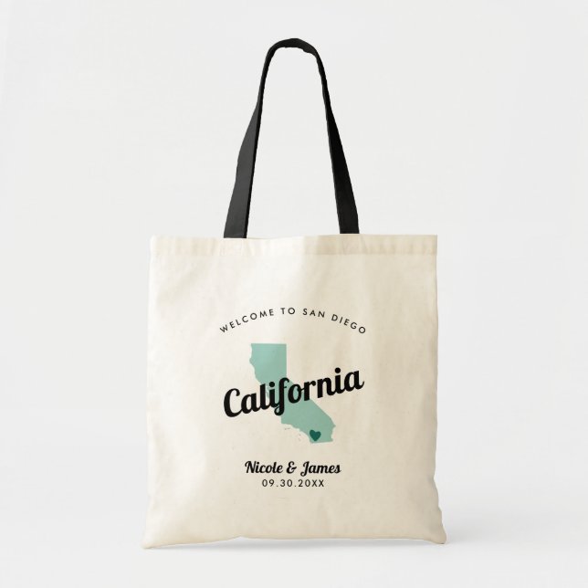 Any Colour California Wedding Welcome Bag (Front)