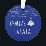 Any Colour Challah La La La Christmas Hanukkah Blu Ornament<br><div class="desc">Choose the customize tool to change the background colours, both front and back, to any of your choosing, if blue isn't your preference. For the family that celebrates both Christmas and Hanukkah, this ornament displays a Christmas tree icon with the Star of David on top! It's perfect for your Chrismukkah...</div>
