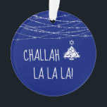 Any Colour Challah La La La Christmas Hanukkah Blu Ornament<br><div class="desc">Choose the customize tool to change the background colours, both front and back, to any of your choosing, if blue isn't your preference. For the family that celebrates both Christmas and Hanukkah, this ornament displays a Christmas tree icon with the Star of David on top! It's perfect for your Chrismukkah...</div>