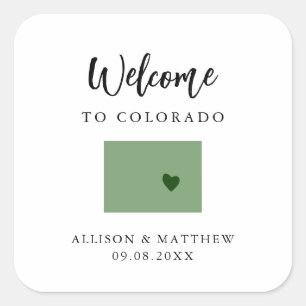 Any Colour Colorado Wedding Welcome Bag or Box Square Sticker
