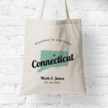 Any Colour Connecticut Map Wedding Welcome Bag, Tote Bag<br><div class="desc">Wedding weekend welcome gift bag for out of town guests to your wedding, featuring image of Connecticut. You may edit the colours for any part of this design, as well as move the heart to the location of your wedding. To change colours, click personalize and then "edit using the design...</div>