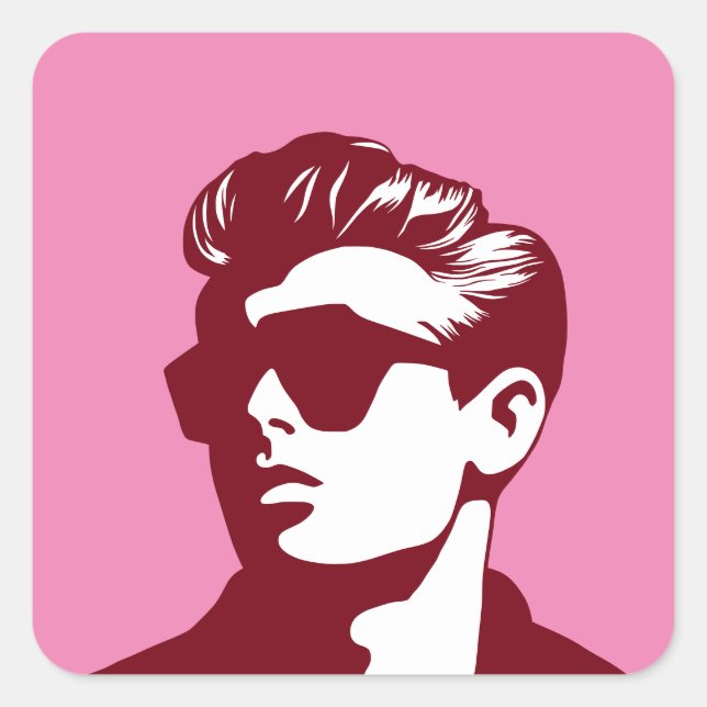 Any Colour Cool Guy Square Sticker (Front)