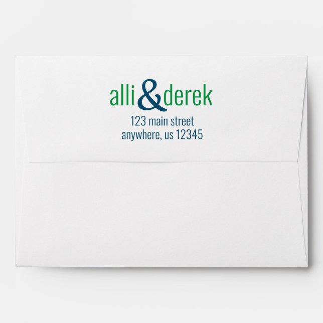 Any Colour - Couples Block Personalized Envelopes (Back (Top Flap))