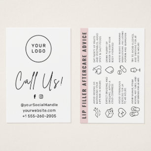 Any colour Custom Logo Lip Filler Aftercare Card 