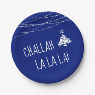 Any Colour Cute Challah La La La Chrismukkah   Blu Paper Plate