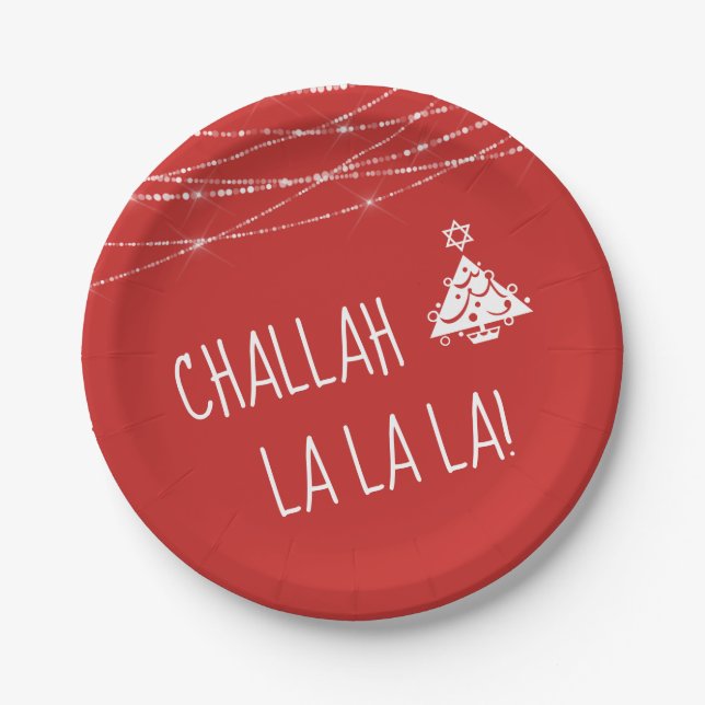 Any Colour Cute Challah La La La Chrismukkah | Red Paper Plate (Front)