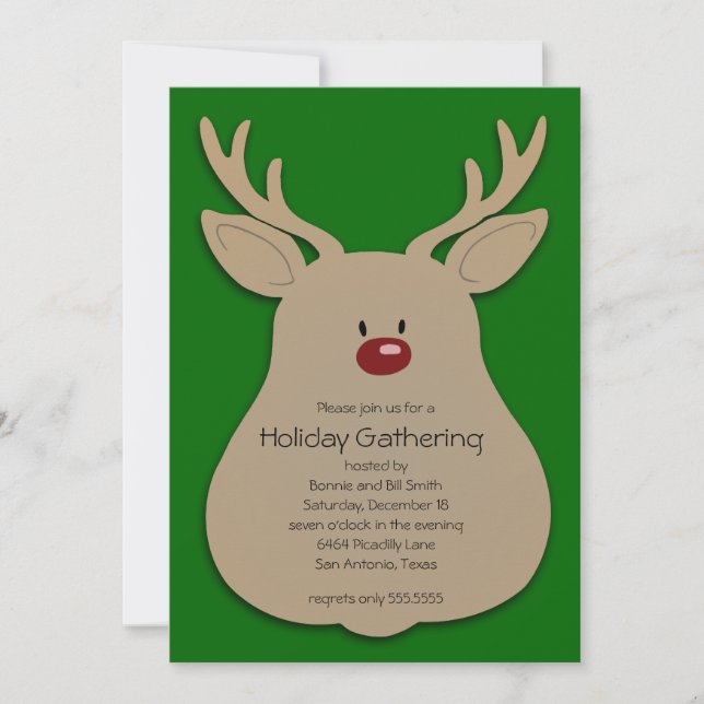 Any Colour Cute Reindeer Holiday Party Invitation (Front)