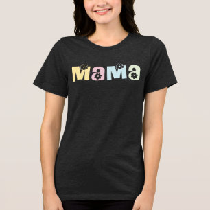 Any Colour Cute Retro Floral Mom MAMA  Tri-Blend Shirt