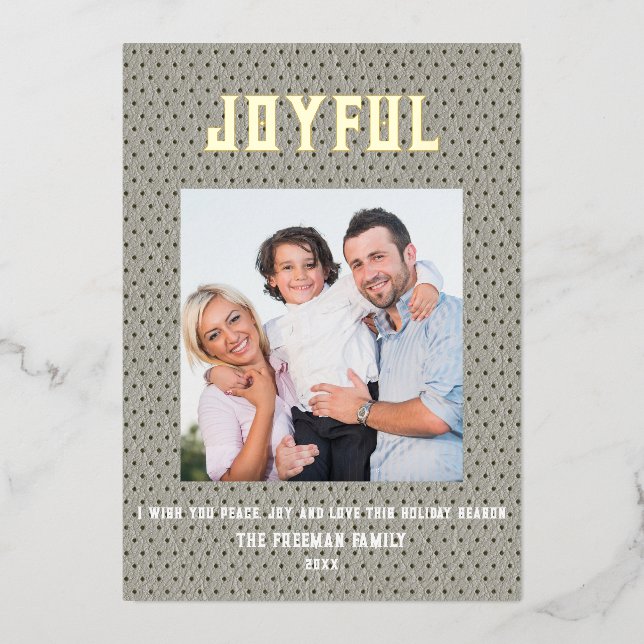 Any Colour Faux Lather Minimal Christmas Foil Holiday Card (Front)