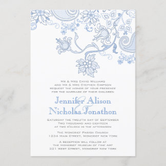 Any Colour Flowers and Foliage Lace Wedding Invite