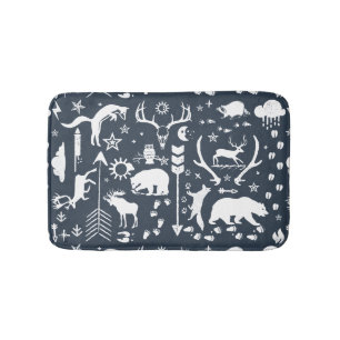 Any colour Forest Navy Blue Bear Fox Deer Boys Roo Bath Mat