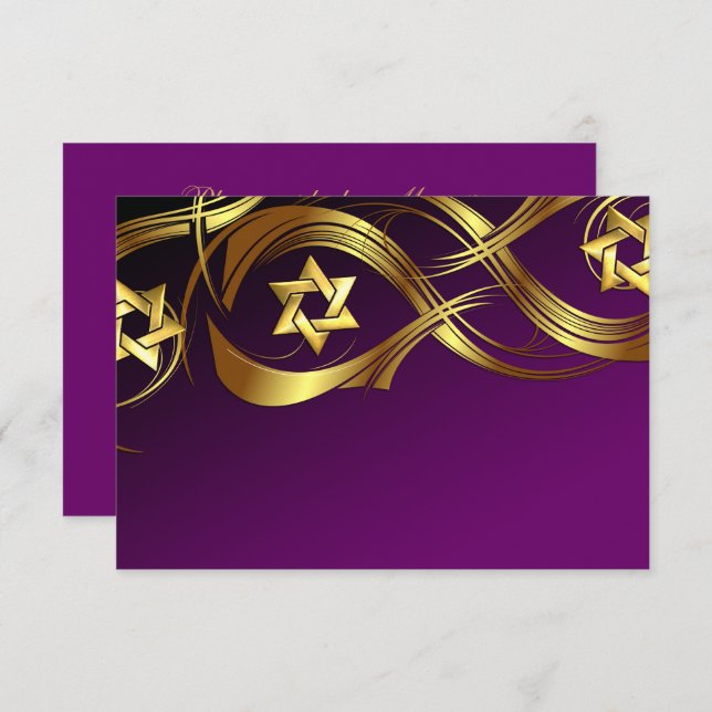 Any Colour Golden Star Swag Bat Mitzvah RSVP (Front/Back)