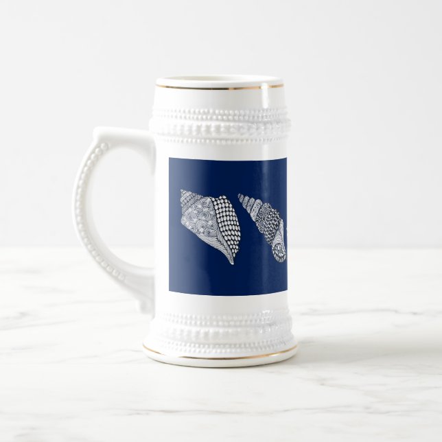 Any Colour Hand Drawn Sea Shells Beer Stein (Left)